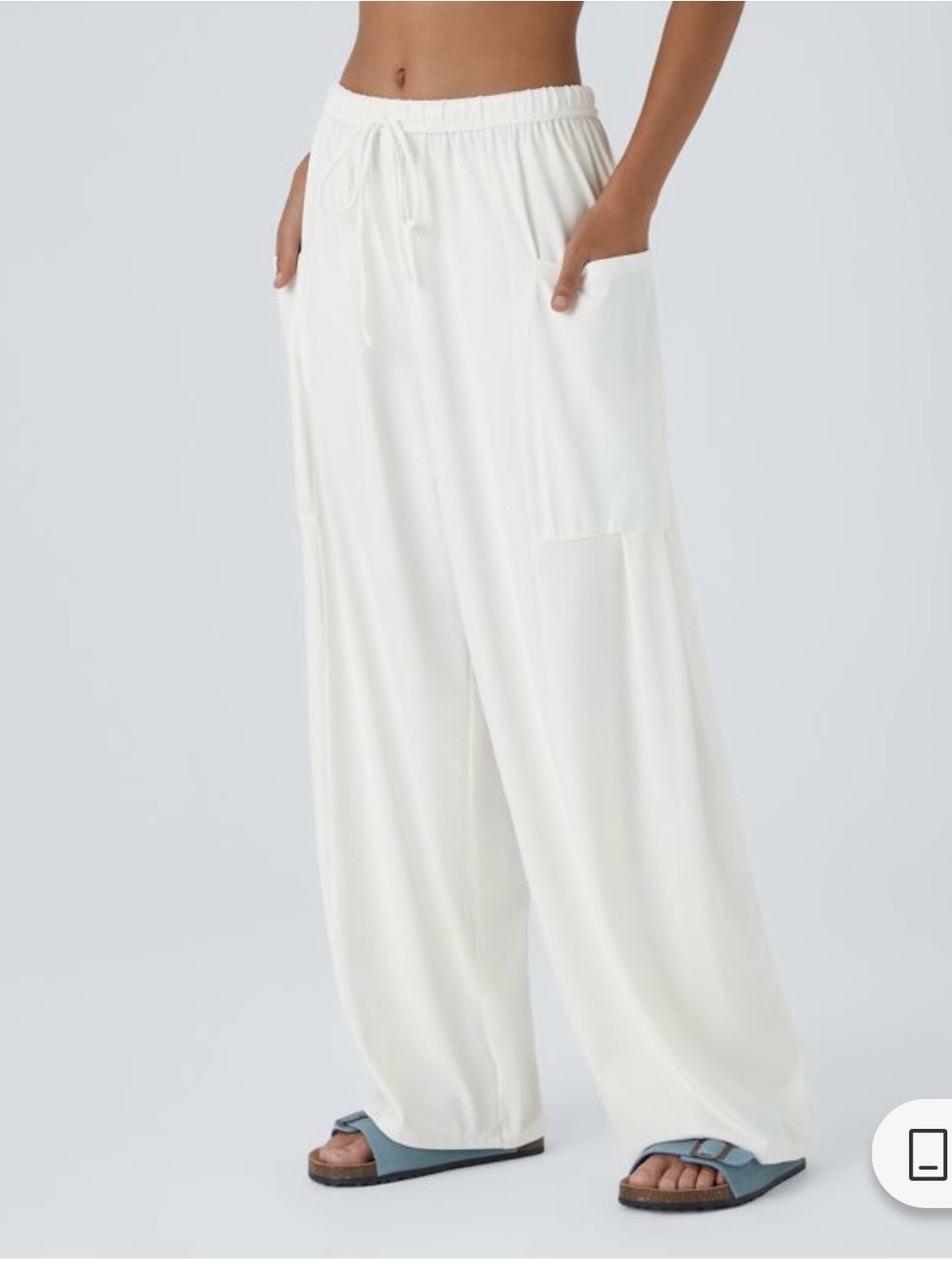 Halara Mid Rise Elastic Waistband Drawstring Pocket Palazzo Flowy Wide Leg Sz XL